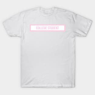 College Student Pink T-Shirt